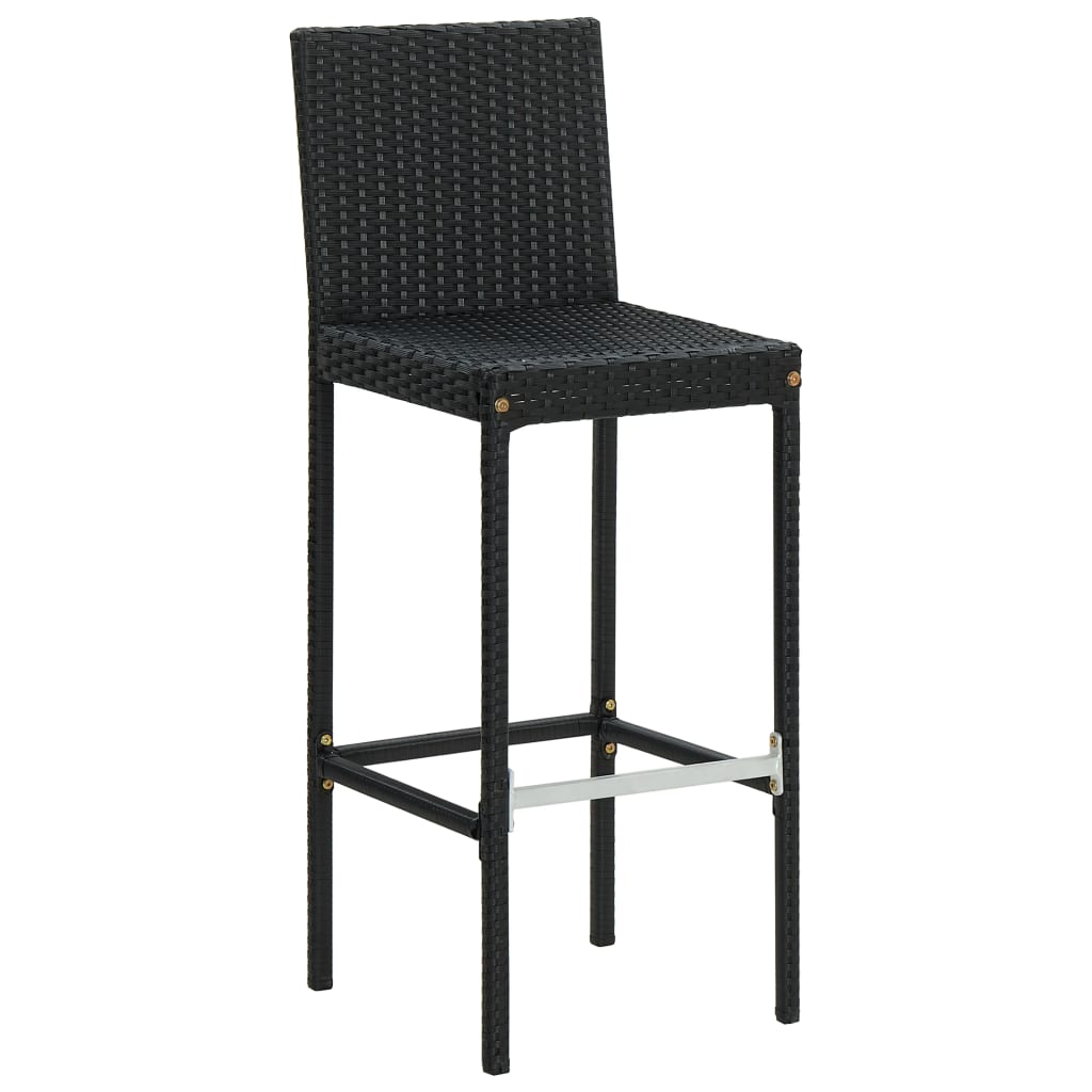 Sgabelli da Bar con Cuscini 2 pz Neri in Polyrattan - homemem39