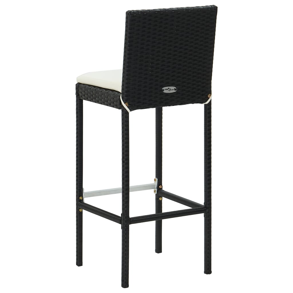 Sgabelli da Bar con Cuscini 2 pz Neri in Polyrattan - homemem39