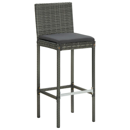 Sgabelli da Bar con Cuscini 4 pz Grigi in Polyrattan - homemem39