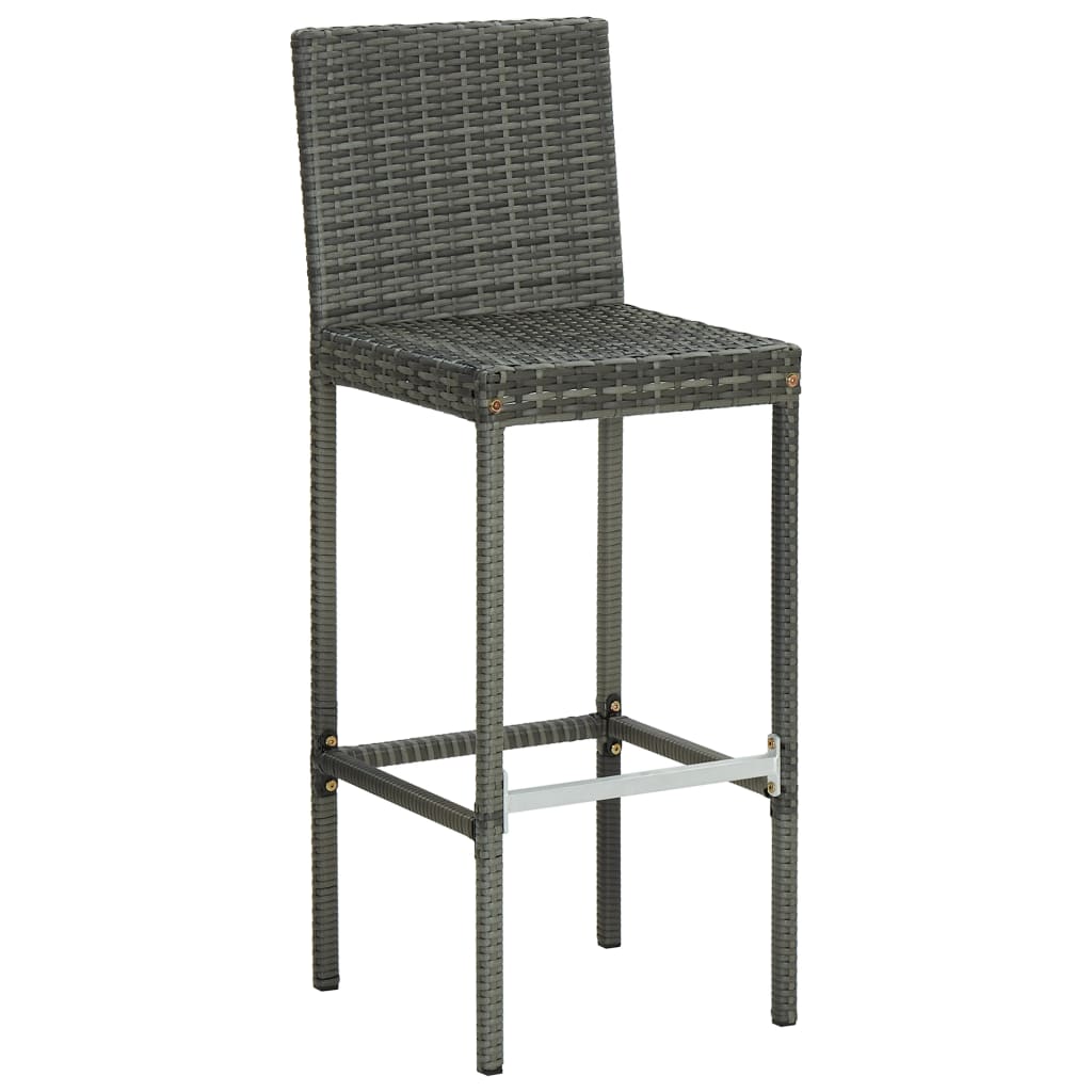 Sgabelli da Bar con Cuscini 4 pz Grigi in Polyrattan - homemem39