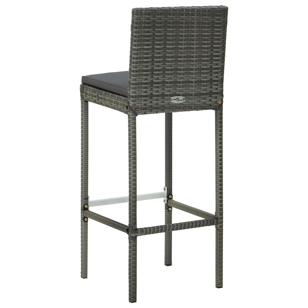 Sgabelli da Bar con Cuscini 4 pz Grigi in Polyrattan - homemem39