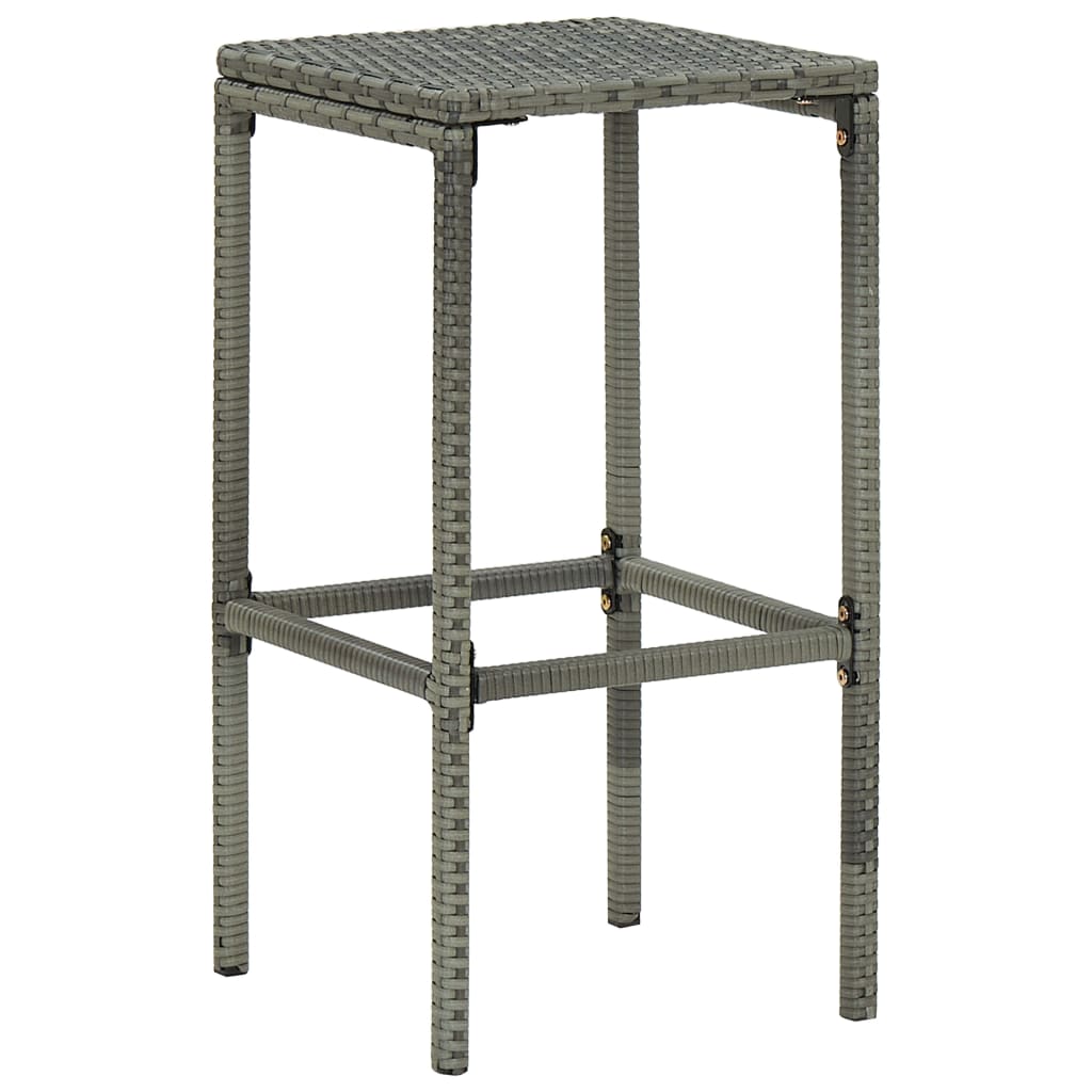 Sgabelli da Bar con Cuscini 4 pz Grigi in Polyrattan - homemem39