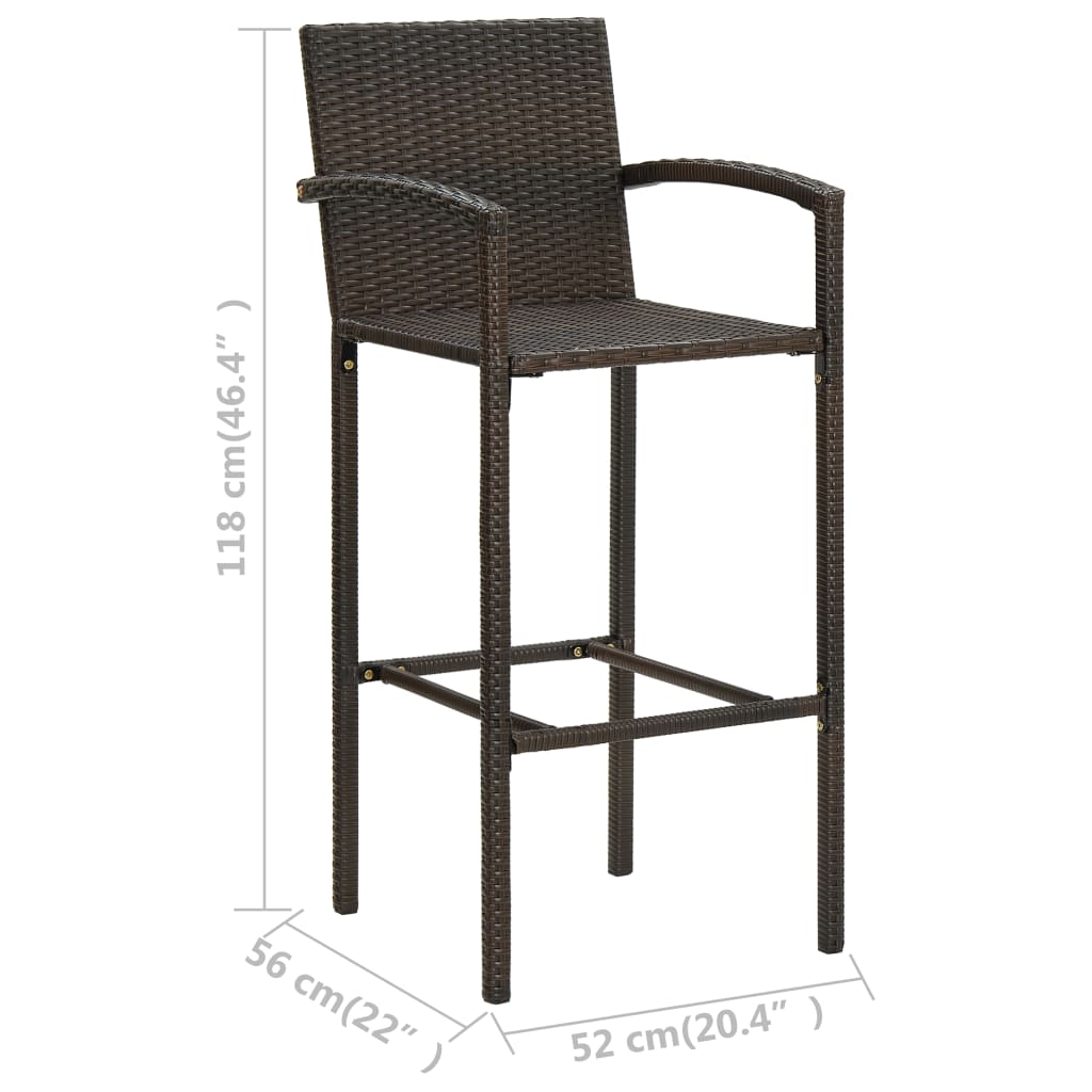 Sgabelli da Bar 2 pz Marroni in Polyrattan - homemem39