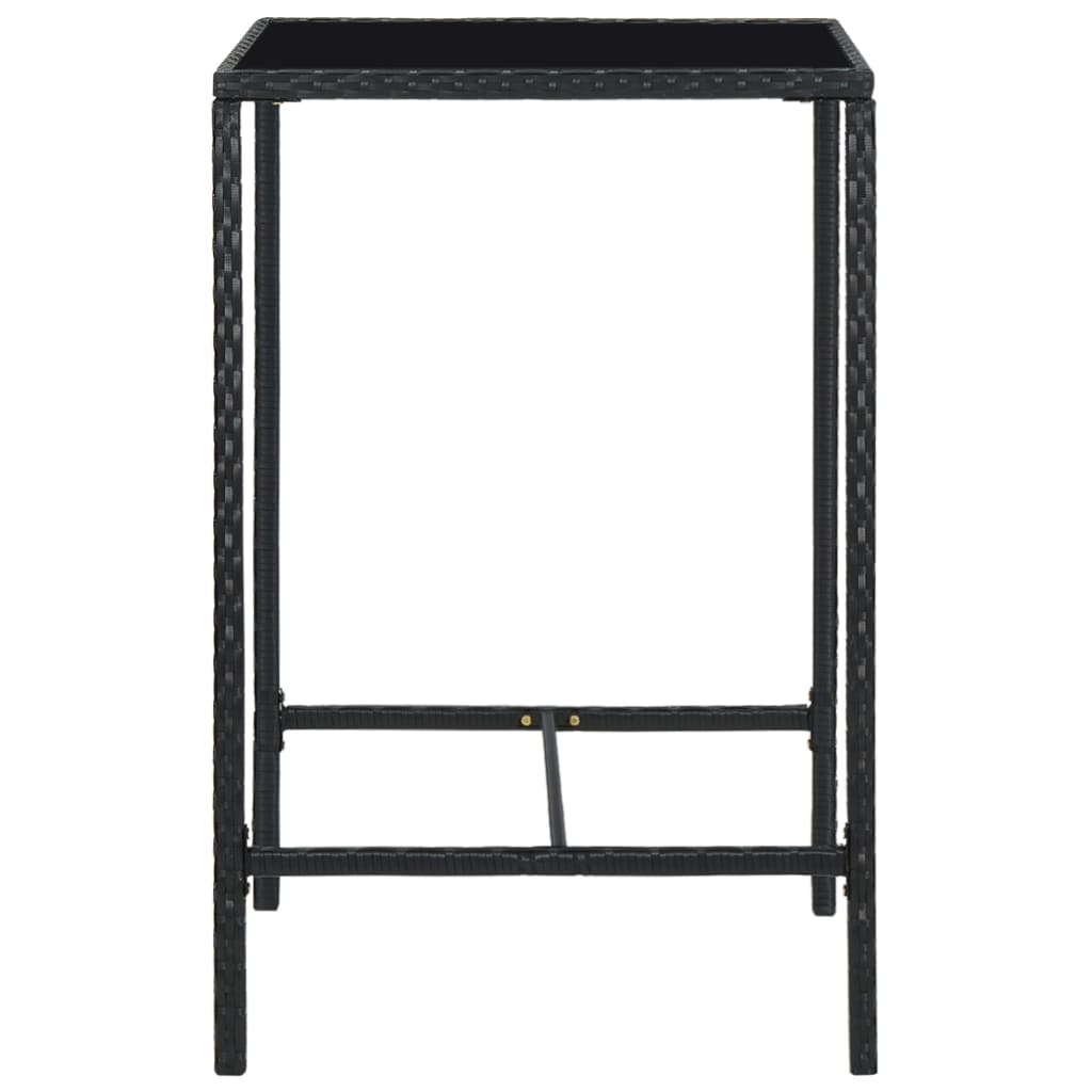 Tavolo da Bar da Giardino Nero 70x70x110 cm Polyrattan e Vetro - homemem39