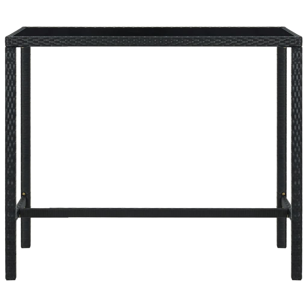 Tavolo da Bar per Esterni Nero 130x60x110 cm Polyrattan e Vetro - homemem39