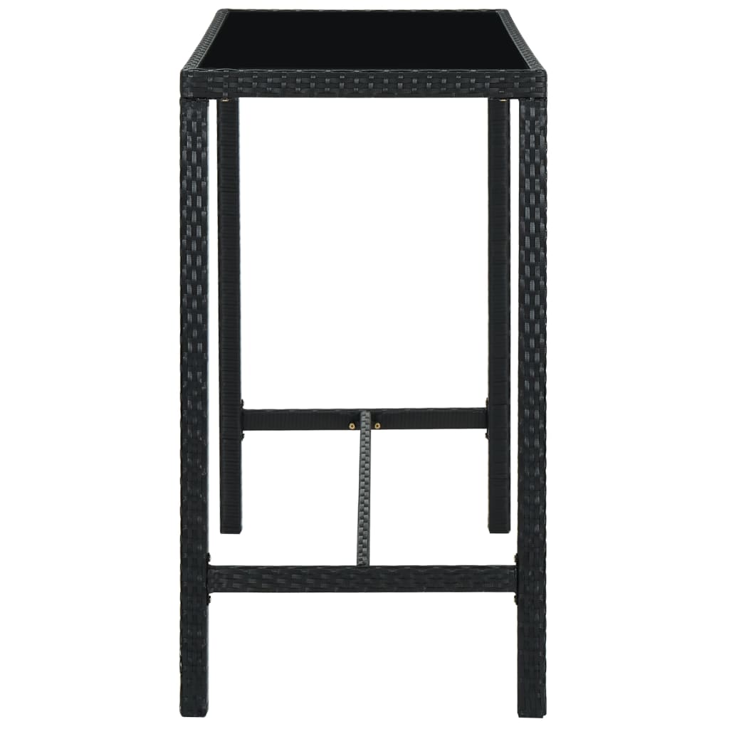 Tavolo da Bar per Esterni Nero 130x60x110 cm Polyrattan e Vetro - homemem39