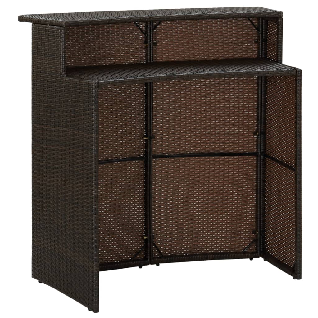 Tavolo da Bar per Esterni Marrone 120x55x110 cm in Polyrattan - homemem39