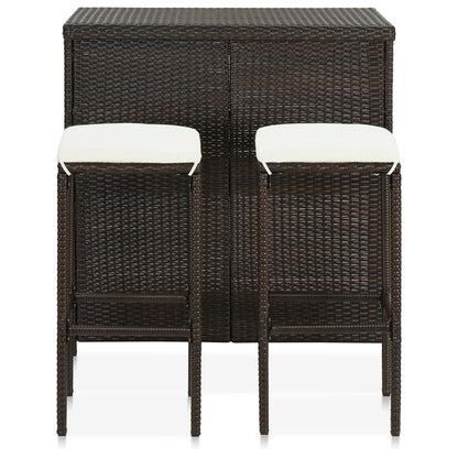 Set da Bar 3 pz in Polyrattan Marrone - homemem39