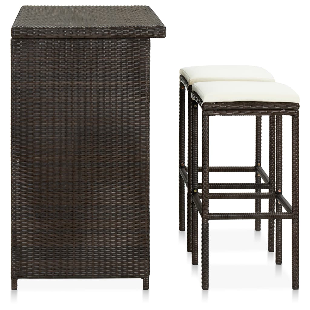 Set da Bar 3 pz in Polyrattan Marrone - homemem39