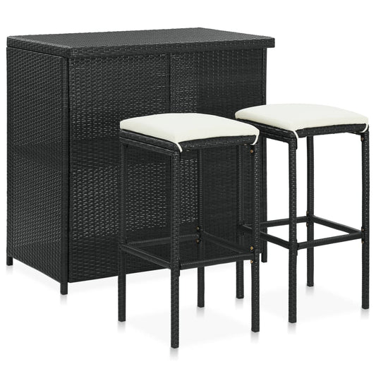 Set da Bar 3 pz in Polyrattan Nero - homemem39