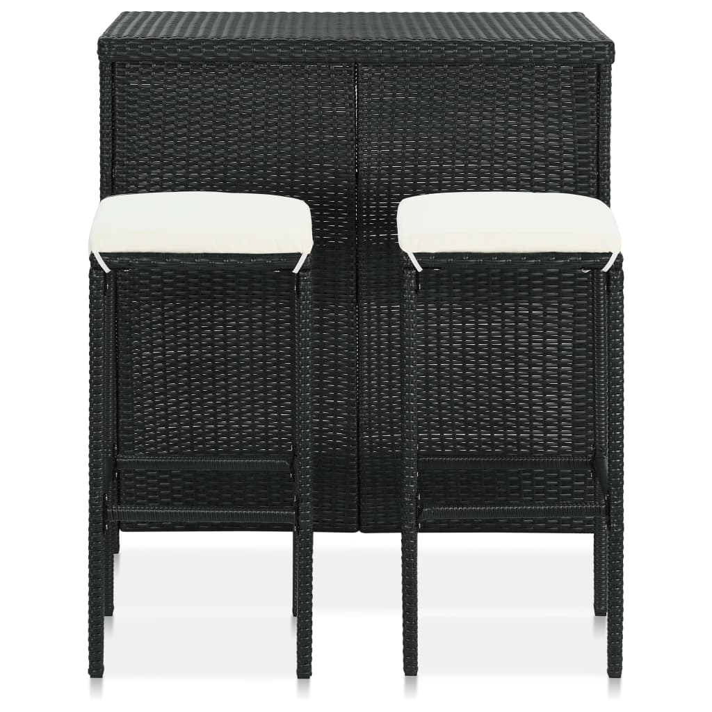 Set da Bar 3 pz in Polyrattan Nero - homemem39