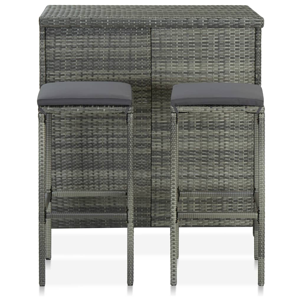 Set da Bar 3 pz in Polyrattan Grigio - homemem39