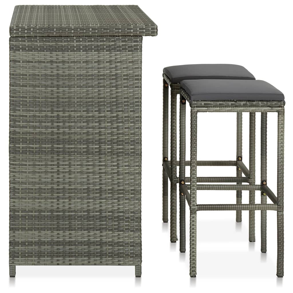 Set da Bar 3 pz in Polyrattan Grigio - homemem39