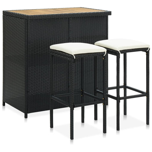 Set da Bar 3 pz in Polyrattan Nero - homemem39