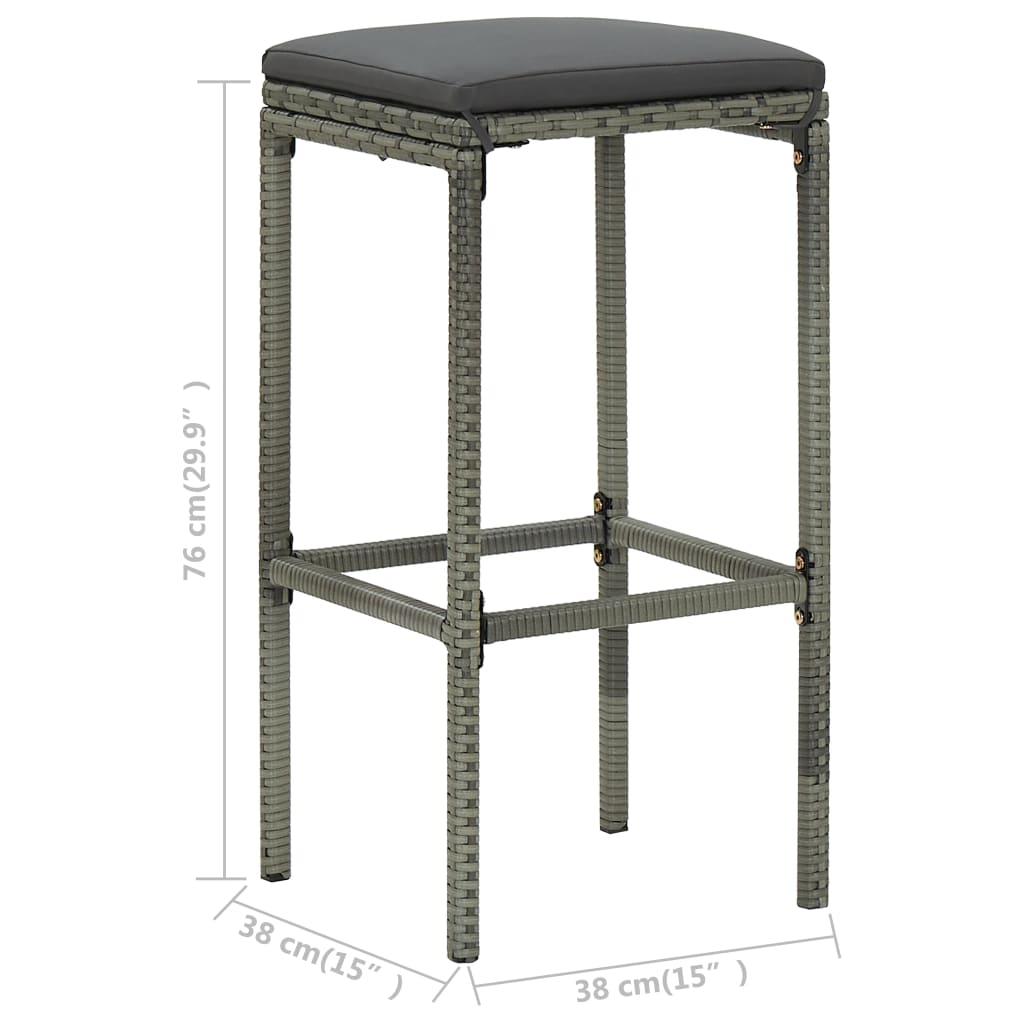 Set da Bar 3 pz in Polyrattan Grigio - homemem39