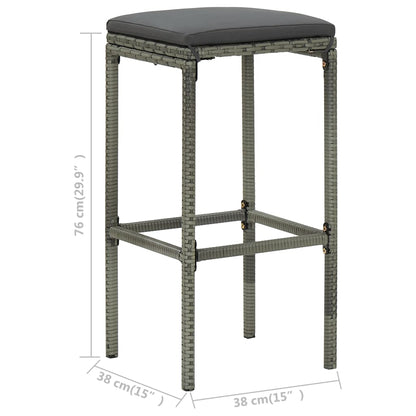 Set da Bar 3 pz in Polyrattan Grigio - homemem39