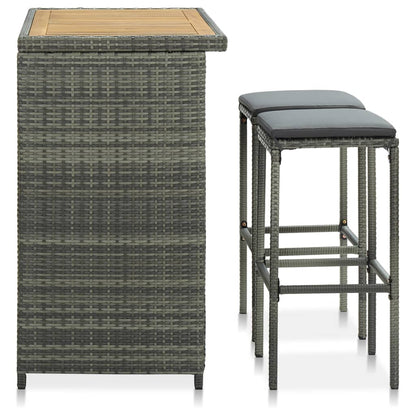 Set da Bar 3 pz in Polyrattan Grigio - homemem39