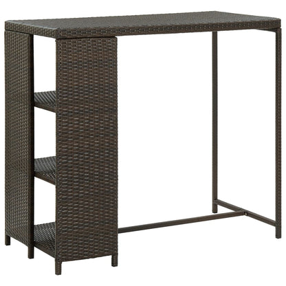 Tavolo da Bar con Ripiani Marrone 120x60x110 cm in Polyrattan - homemem39