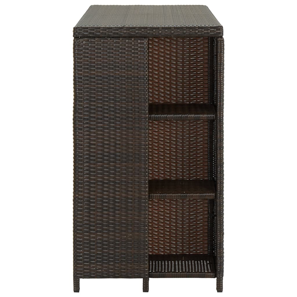 Tavolo da Bar con Ripiani Marrone 120x60x110 cm in Polyrattan - homemem39