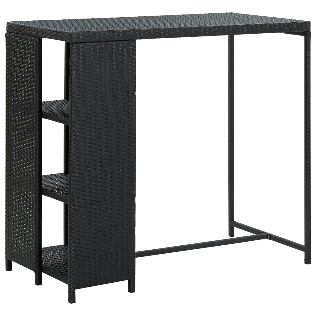 Tavolo da Bar con Ripiani Nero 120x60x110 cm in Polyrattan - homemem39