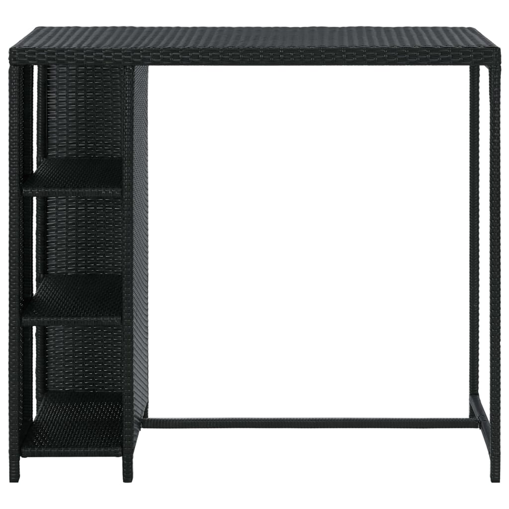 Tavolo da Bar con Ripiani Nero 120x60x110 cm in Polyrattan - homemem39