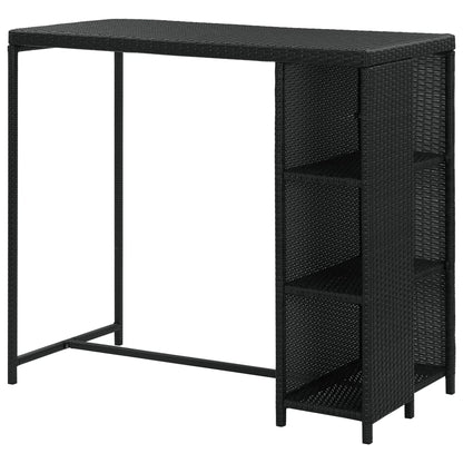 Tavolo da Bar con Ripiani Nero 120x60x110 cm in Polyrattan - homemem39