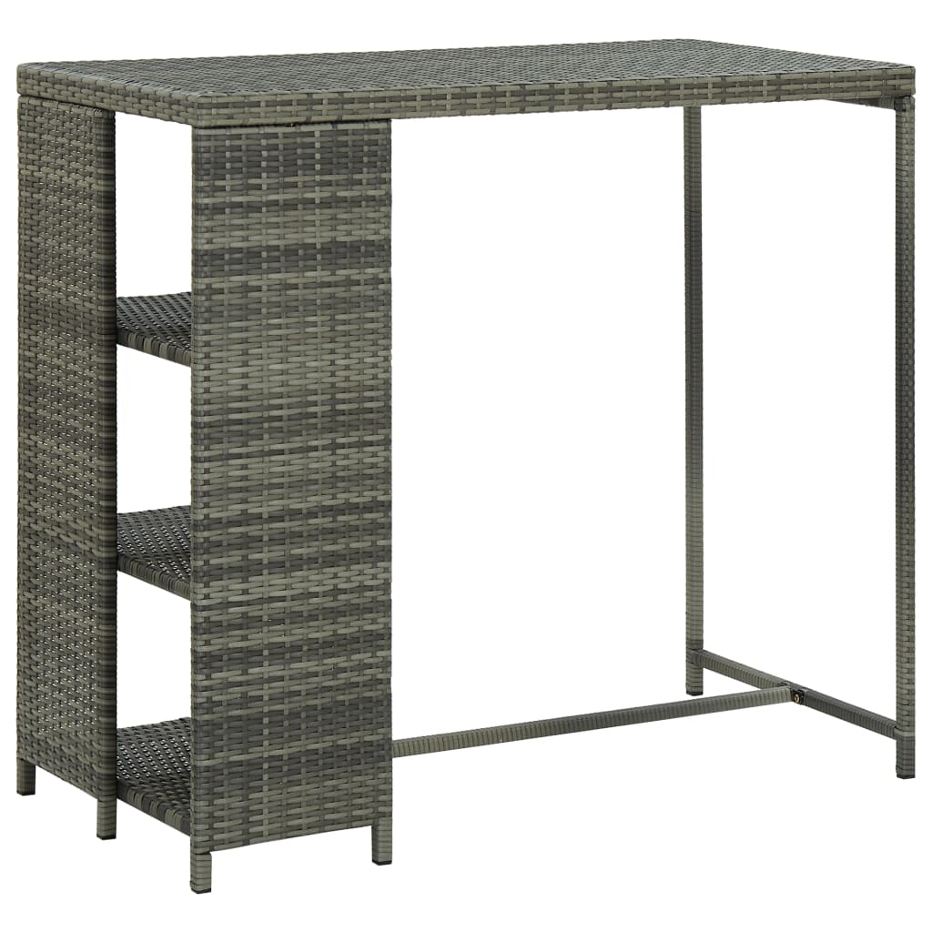 Tavolo da Bar con Ripiani Grigio 120x60x110 cm in Polyrattan - homemem39