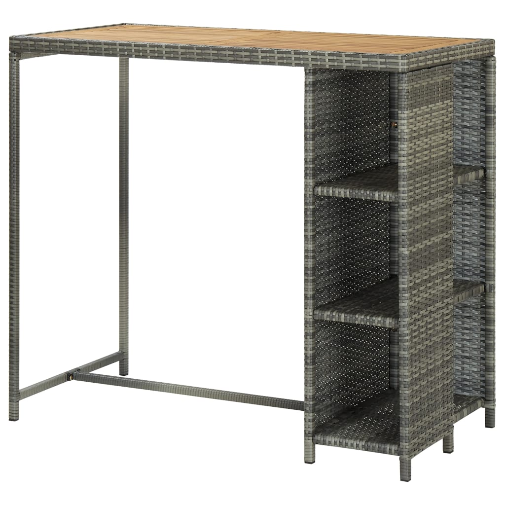 Tavolo da Bar con Ripiani Grigio 120x60x110 cm in Polyrattan - homemem39