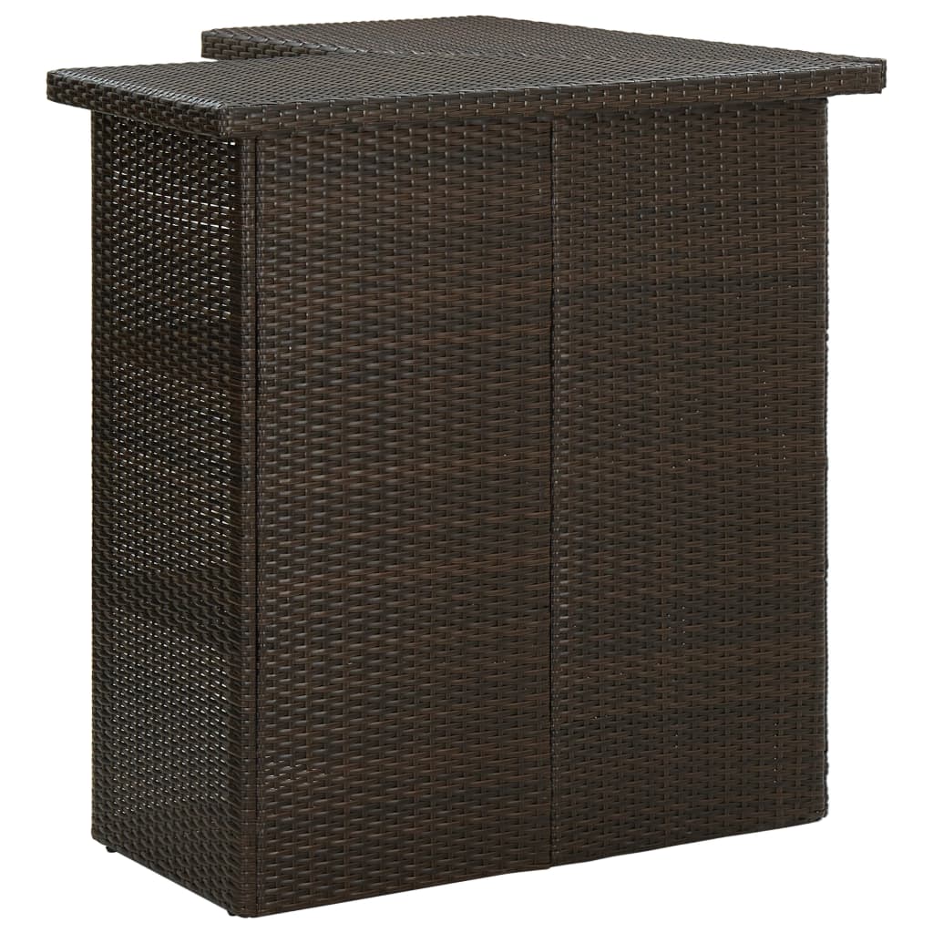 Tavolo da Bar ad Angolo Marrone 100x50x105 cm in Polyrattan - homemem39