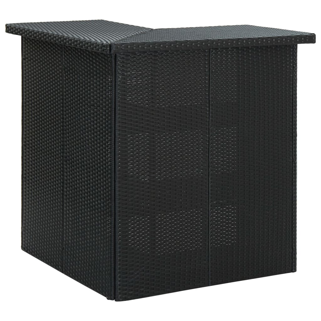 Tavolo da Bar ad Angolo Nero 100x50x105 cm in Polyrattan - homemem39