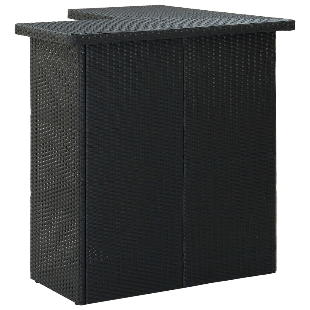 Tavolo da Bar ad Angolo Nero 100x50x105 cm in Polyrattan - homemem39