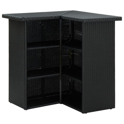 Tavolo da Bar ad Angolo Nero 100x50x105 cm in Polyrattan - homemem39