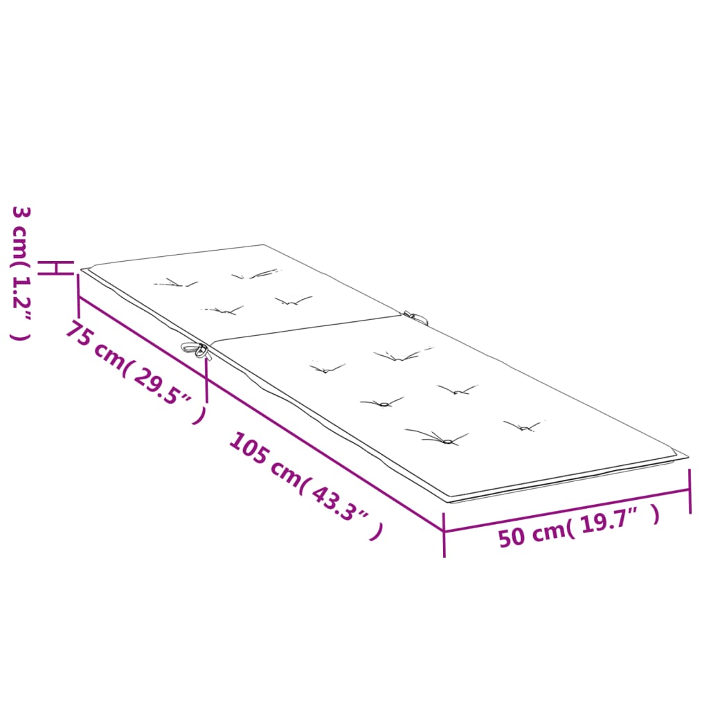 Cuscino per Sdraio Antracite (75+105)x50x3 cm - homemem39