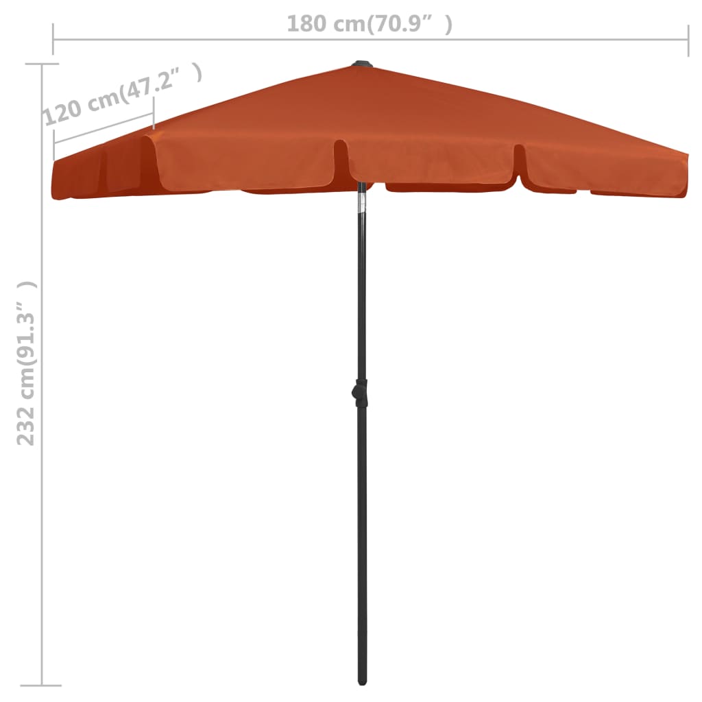 Ombrellone da Spiaggia Terracotta 180x120 cm - homemem39