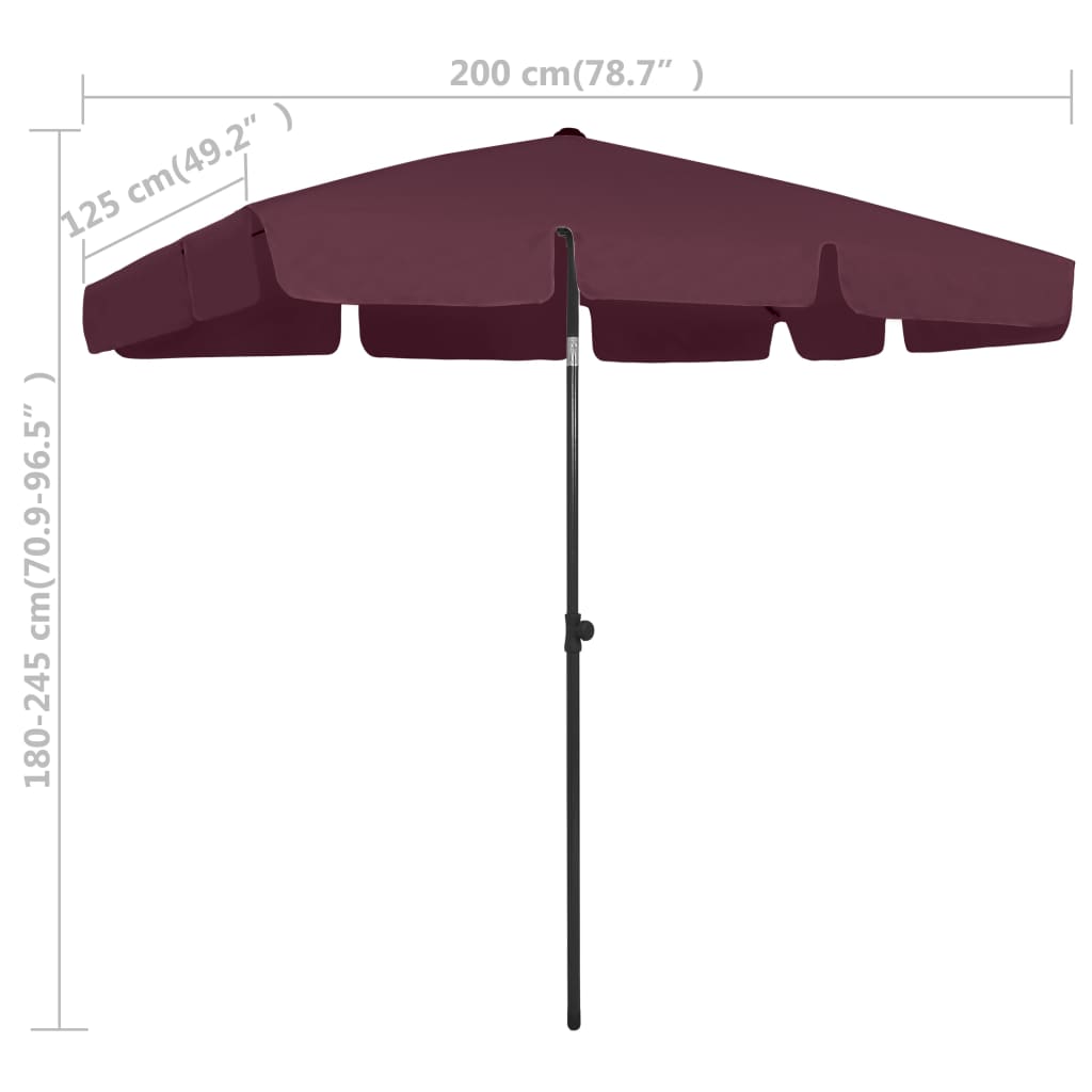 Ombrellone da Spiaggia Bordeaux 200x125 cm - homemem39