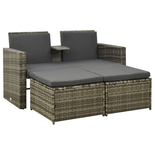 Set Divani da Giardino 3 pz con Cuscini in Polyrattan Grigio - homemem39