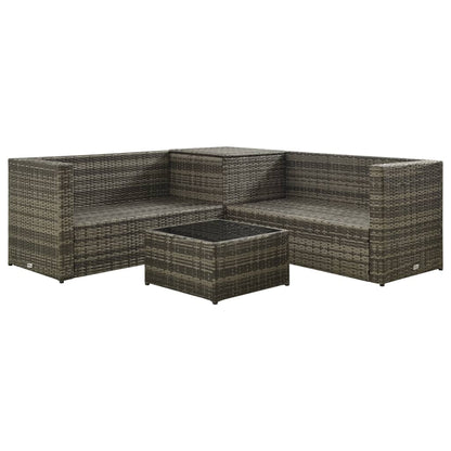 Set Divani da Giardino 4 pz con Cuscini in Polyrattan Grigio - homemem39