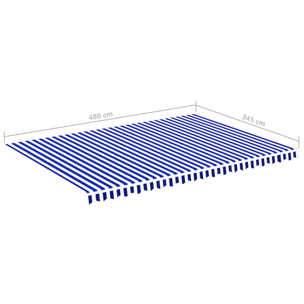 Tessuto di Ricambio per Tenda da Sole Blu e Bianco 5x3,5 m - homemem39