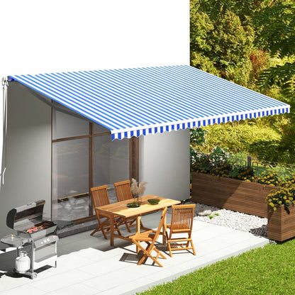 Tessuto di Ricambio per Tenda da Sole Blu e Bianco 6x3,5 m - homemem39