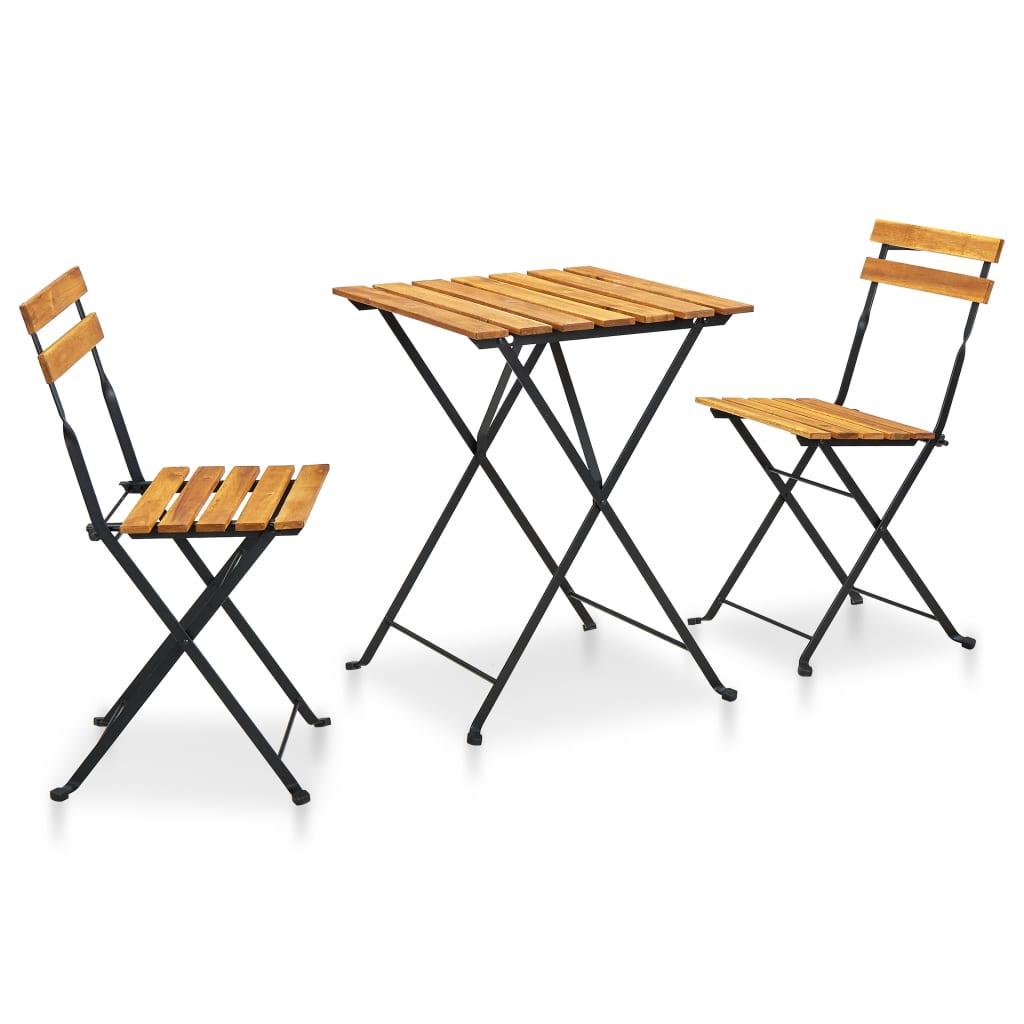 Set da Bistrot 3 pz Pieghevole in Legno Massello di Acacia - homemem39