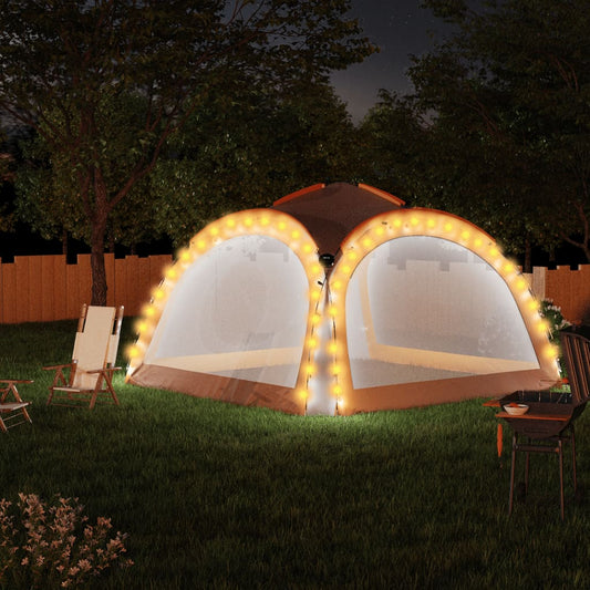 Tenda Feste con LED e 4 Pareti 3,6x3,6x2,3 m Grigio e Arancione - homemem39