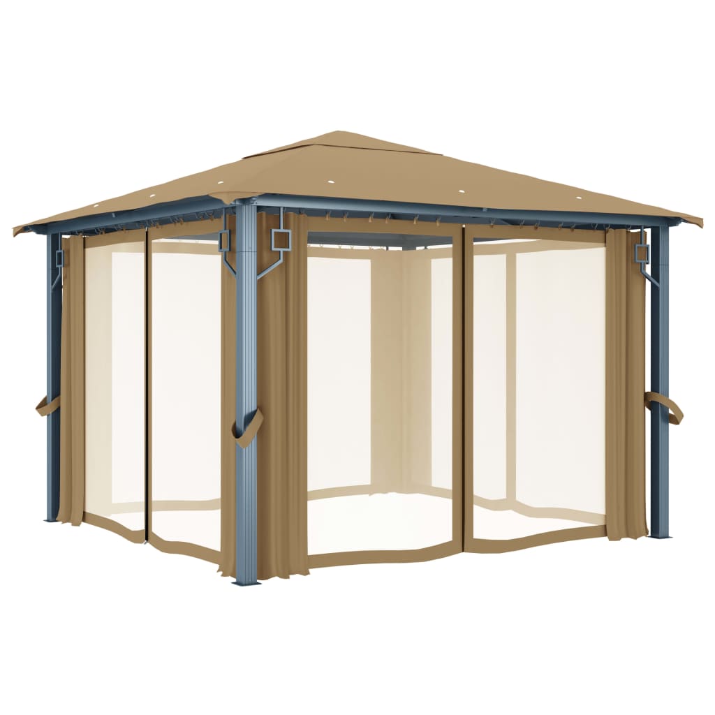 Gazebo con Tenda 300x300 cm Grigio Talpa in Alluminio - homemem39