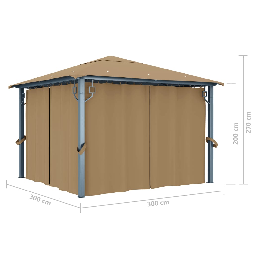 Gazebo con Tenda 300x300 cm Grigio Talpa in Alluminio - homemem39