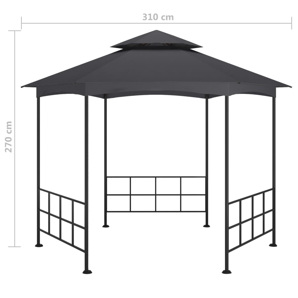 Gazebo con Pareti Laterali 3,1x2,7 m Antracite - homemem39