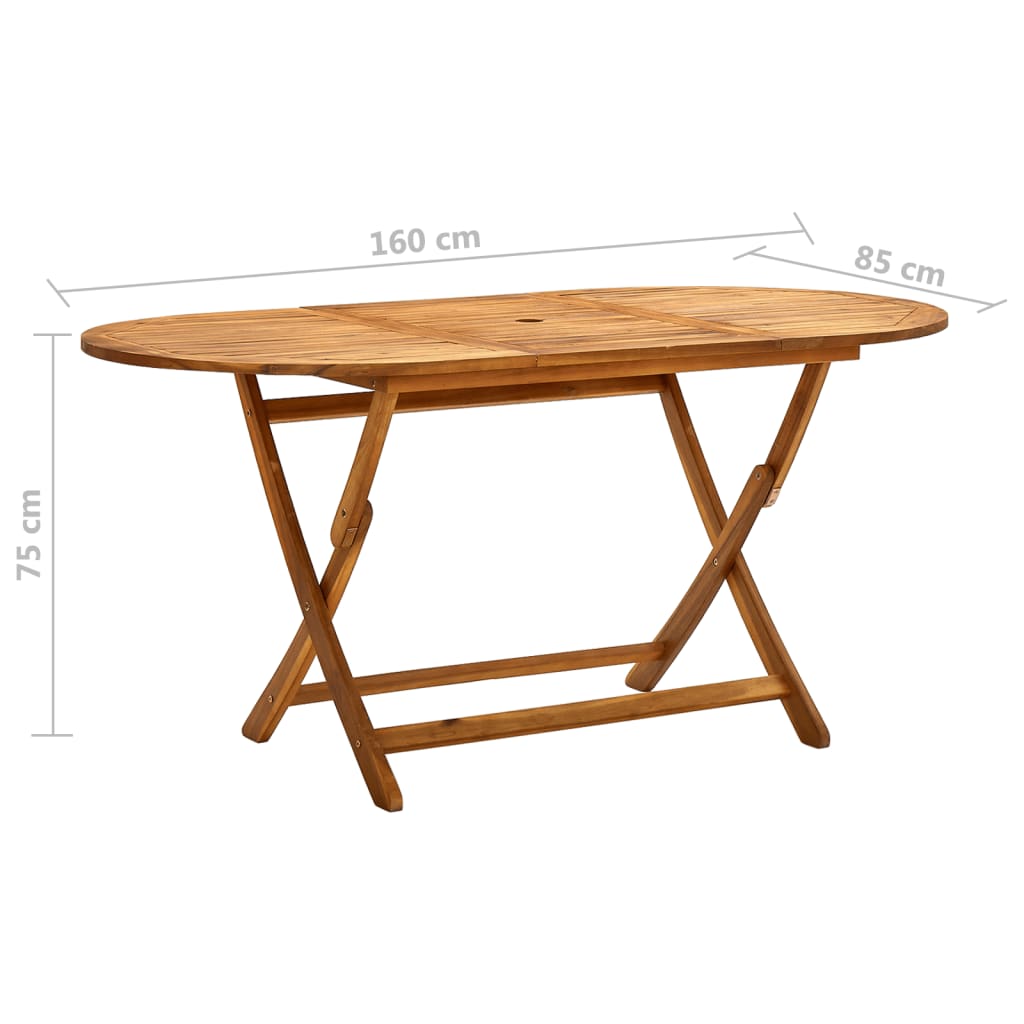 Tavolo da Giardino Pieghevole 160x85x75 cm Massello di Acacia - homemem39