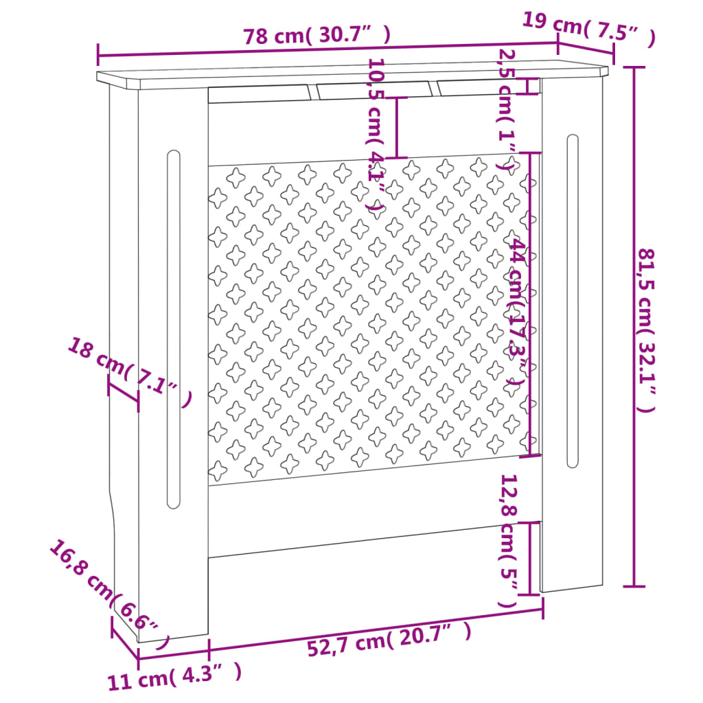 Copertura per Radiatore Nera in MDF 78 cm - homemem39