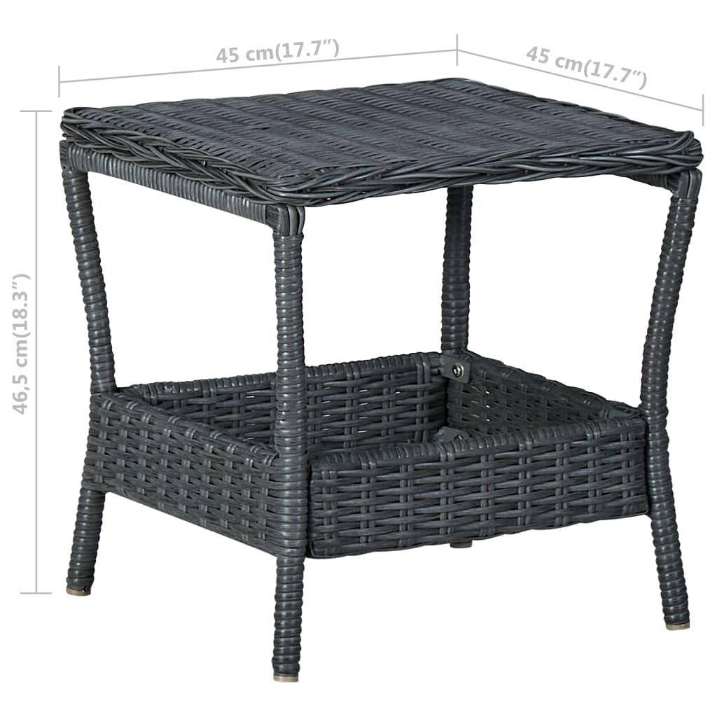 Tavolo da Giardino Grigio Scuro 45x45x46,5 cm in Polyrattan - homemem39