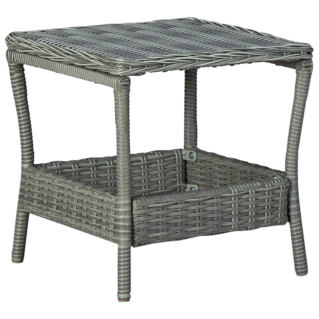 Tavolo da Giardino Grigio Chiaro 45x45x46,5 cm in Polyrattan - homemem39