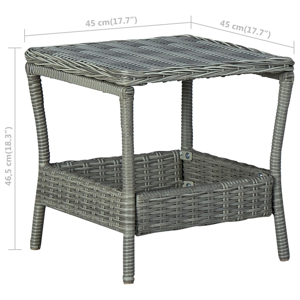 Tavolo da Giardino Grigio Chiaro 45x45x46,5 cm in Polyrattan - homemem39