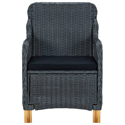 Sedie da Giardino con Cuscini 2 pz in Polyrattan Grigio Scuro - homemem39